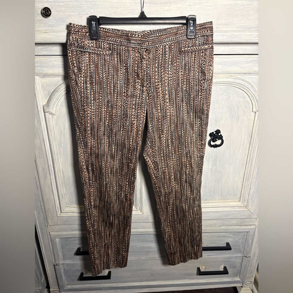Worth New York Geometric Tribal Stripe Slim Dress Pants Boho Polished‎ Office